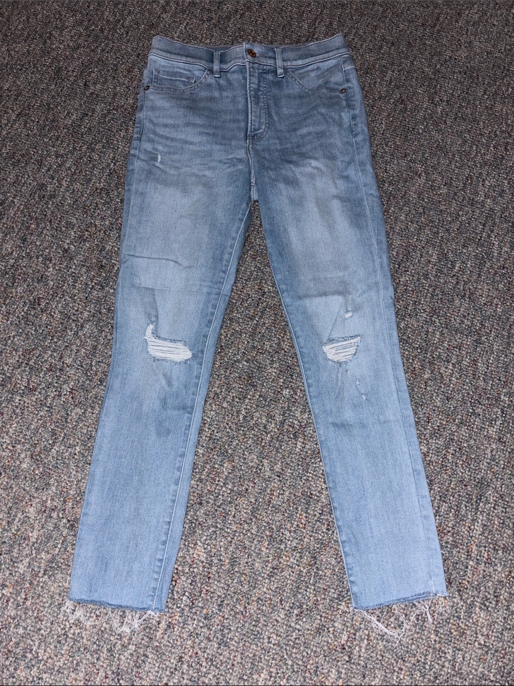 Light Wash Distressed Straight-Leg Jeans